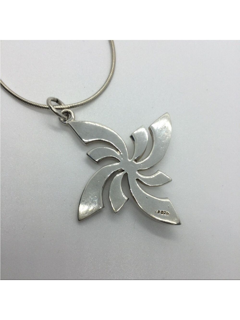 LARGE STERLING SILVER STAR PENDANT STATEMENT NECKLACE FF DESIGNER - Picture 5 of 6